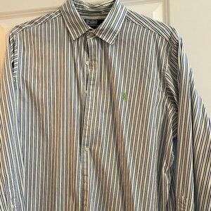 Polo by Ralph Lauren Classic Fit Casual Shirt – Size – XL – Green and White
